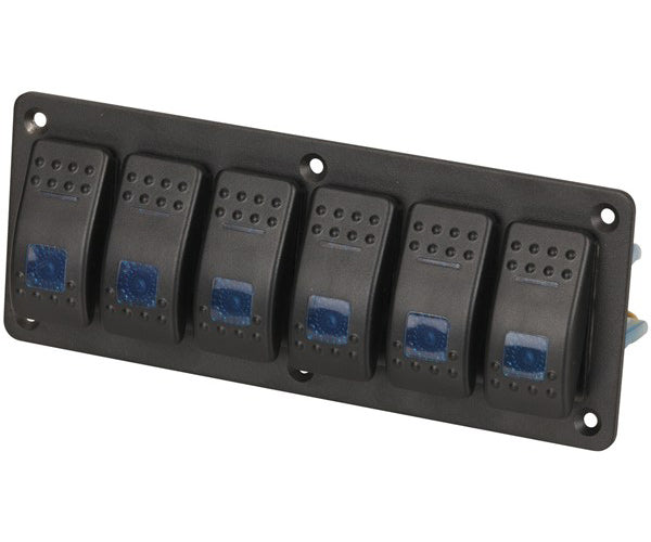 6 Way Illuminated Blue Rocker Switch Panel SZ1925