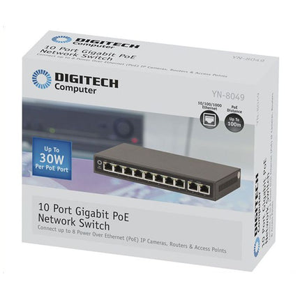 Digitech 10 Port Gigabit PoE Network Switch YN8049
