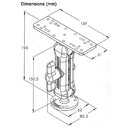 Aluminium Double Ball Joint Arm Universal Mount MDG120