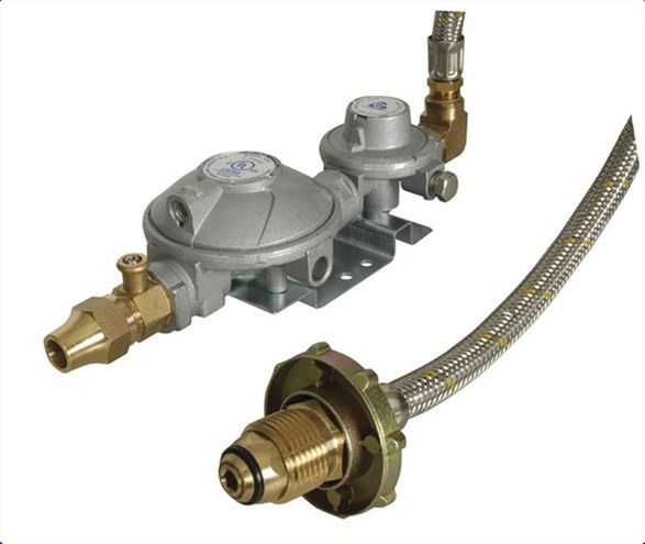 Gas Regulator Kit for Single Bottle,Dual Stage, Hose RGC415