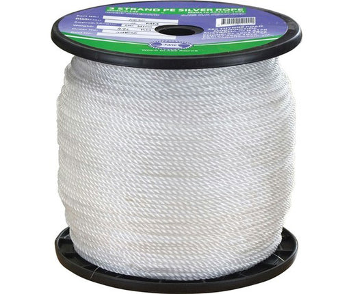 Standard Quality Polyethylene Staple (Silver Ropes) - 10mm Three Strand TRA015