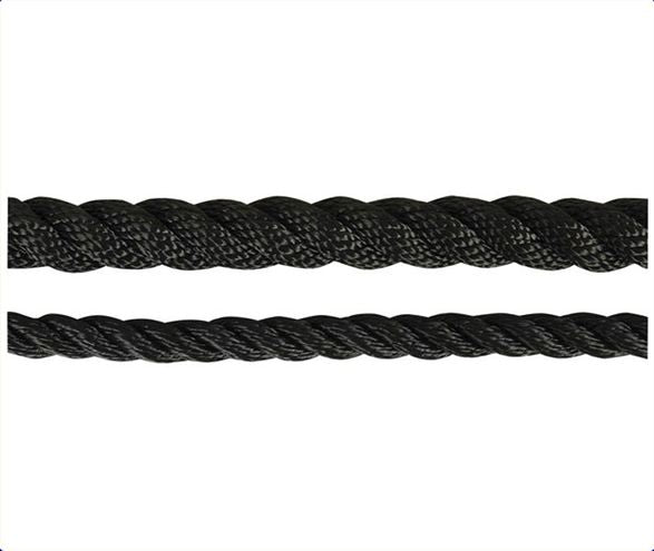Black Polyester 3 Strand Rope,10mm,1200kg BS,100m Roll TRA205