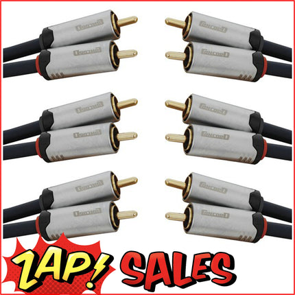 3 Audio Leads, 24 Caret Gold, 2 RCA to 2 RCA,5.0m WQ7230